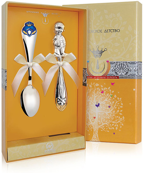 РИ63НБ05801 Набор детского серебра «Принц» КД с погремушкой