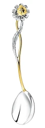 Серебряная чайная ложка «Ромашка» с золочением