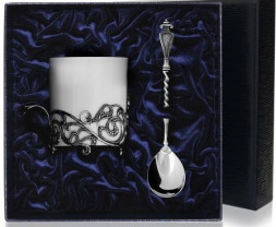 Серебряный кофейный набор с чашкой « Витая» с чернением