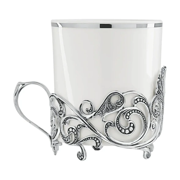 572НБ07806 Серебряный кофейный набор с чашкой « Витая» с чернением