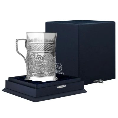 Серебряный подстаканник «Скань» с чернением