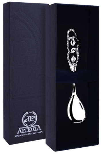 607ЛЖ07801 Серебряная кофейная ложка «Листопад»