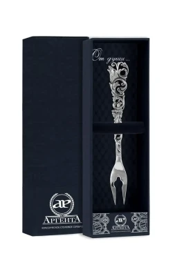 Серебряная вилка для лимона «Охотничья» с чернением