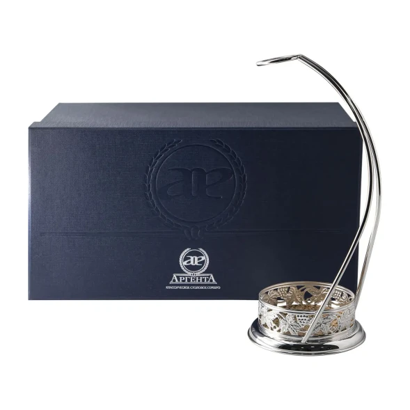 793ПВ00801 Серебряная подставка для бутылки «Виноград»