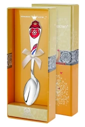 Серебряная детская ложка «Сердечко» с эмалью