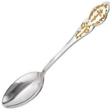 930533-1 Серебряная чайная ложка с золочением