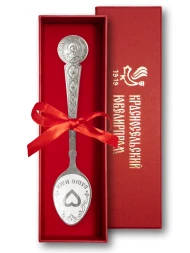 Серебряная чайная именная ложка «Полина» с сердцем