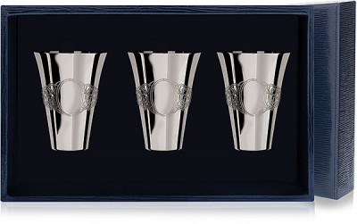 Набор серебряных рюмок «Подарочный» с окошком для гравировки из 3 предметов в подарочном футляре