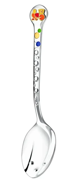 975ЛЖ05808 Серебряная детская ложка «Паровозик» с эмалью