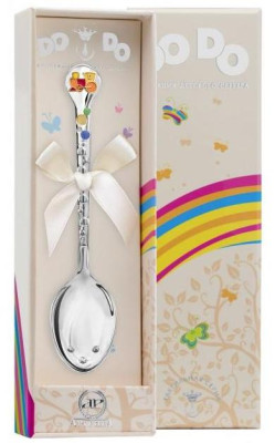 Серебряная детская ложка «Паровозик» с эмалью