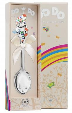 428ЛЖ05808 Серебряная детская ложка «Слоник» с оранжевой эмалью